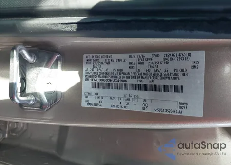 2017 Ford Escape Se from USA, damaged, VIN 1FMCU9GD3HUC41906